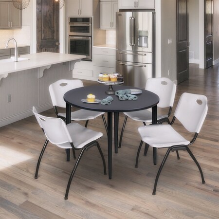 Regency Kahlo Square & Round Tables, 42 W, 42 L, 29 H, Wood, Metal Top, Grey TPL42RNDGYBK